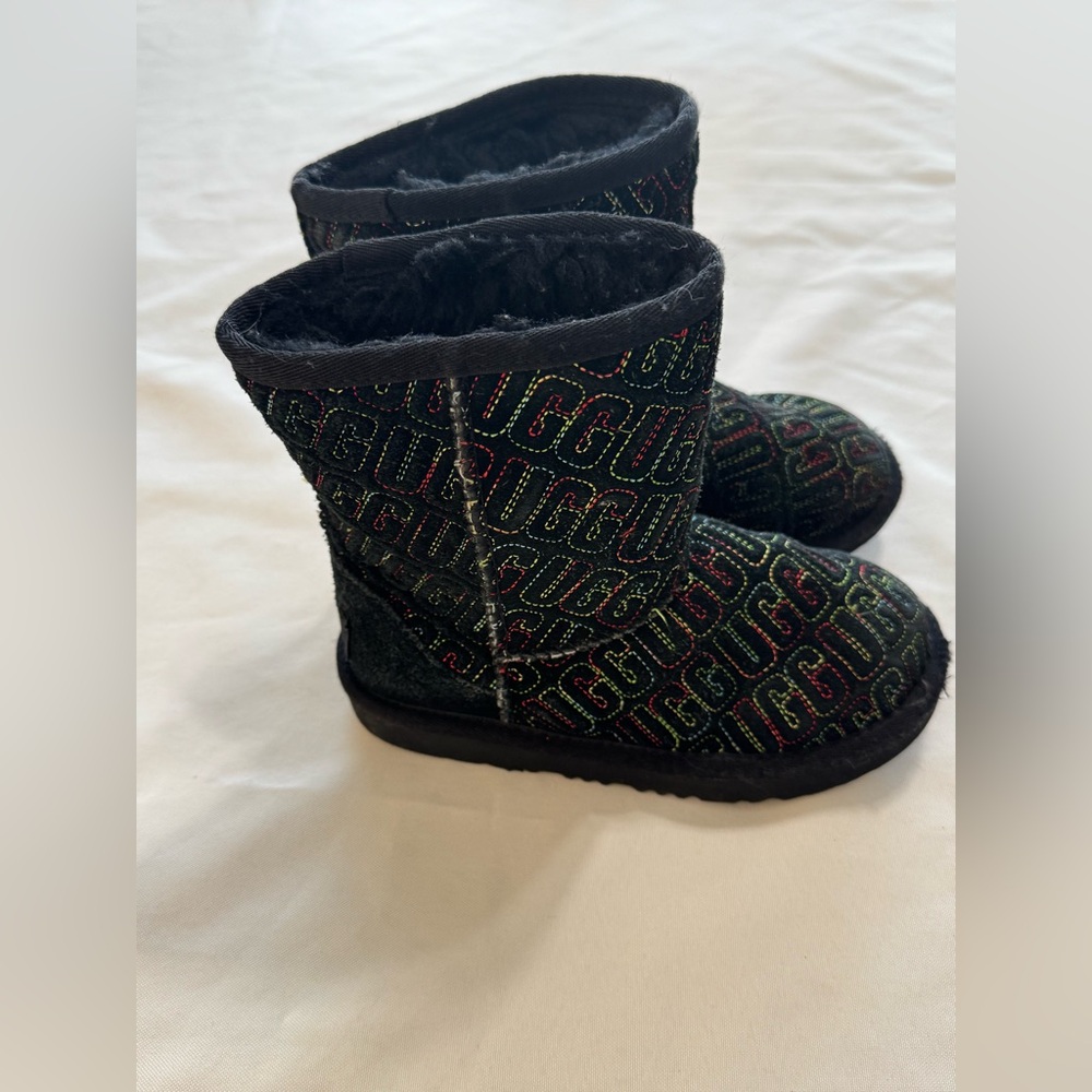 UGG Logo Print Mini Boots Black Youth 13 Y2K Cozy
